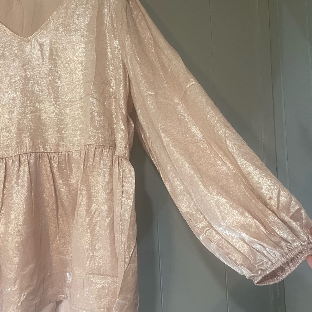 Andree shimmery pale pink blouse, size 1x